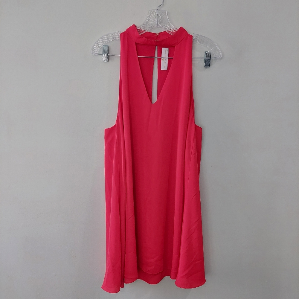 Amanda Uprichard dress Medium red short halter neckline sleeveless keyhole